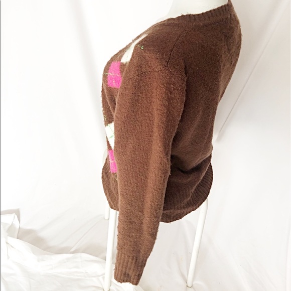 NADO - Brown + Free BLUE Argyle Mohair Sweater - Picture 6 of 8